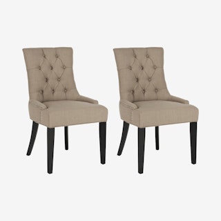 Abby Tufted Side Chairs - Taupe / Espresso - Set of 2