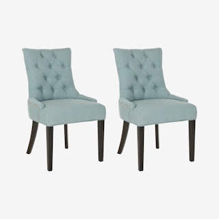 Abby Side Chairs - Sky Blue / Espresso - Set of 2