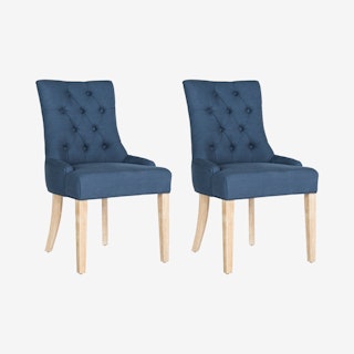 Abby Tufted Side Chairs - Steel Blue / White Wash - Set of 2