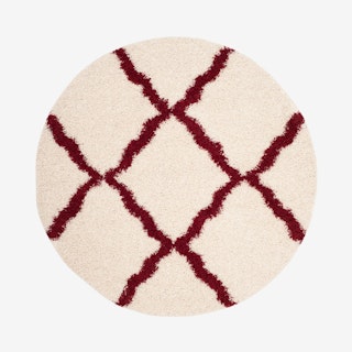 Dallas Round Area Rug - Ivory / Red