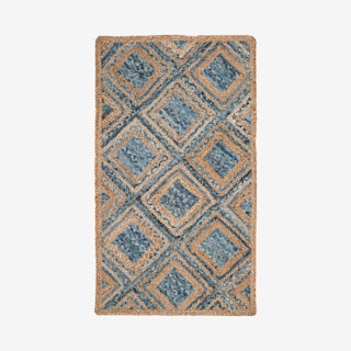 Cape Cod Hand Woven Area Rug - Natural / Blue - Jute