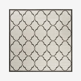Linden Outdoor Woven Area Rug - Light Gray / Charcoal  - Square