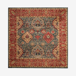 Madison Woven Square Area Rug - Navy / Red