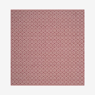 Montauk Hand Woven Square Area Rug  - Red / Ivory