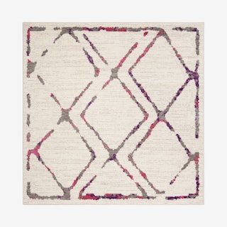 Skyler Woven Square Area Rug  - Ivory / Pink / Gray