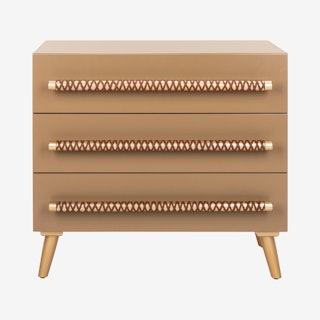 Raquel 3-Drawer Chest - Taupe / Gold