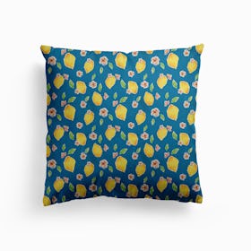 Lemon Ditsy Canvas Cushion