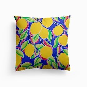 Cobalt Lemon Canvas Cushion