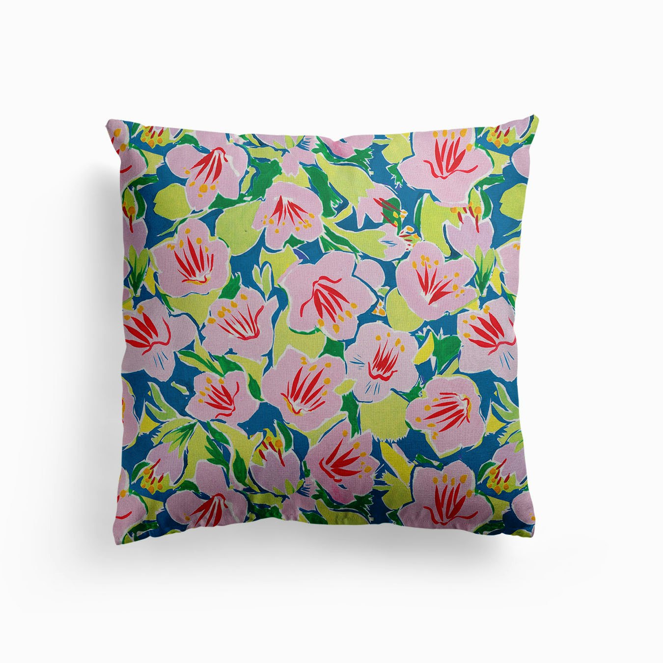 Vibrant Hibiscus Canvas Cushion by Charlotte Nicholson
