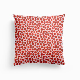 Tomato Red Dots Canvas Cushion