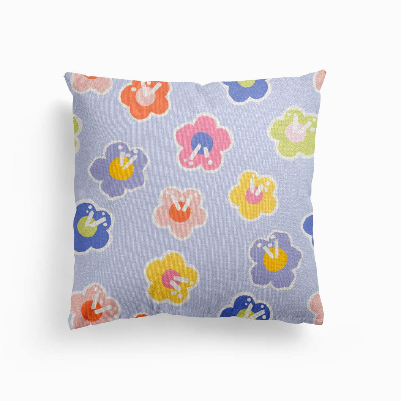 Pastel Daisy Sticker Canvas Cushion by Charlotte Nicholson