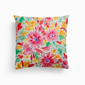 Watercolour Florals Canvas Cushion