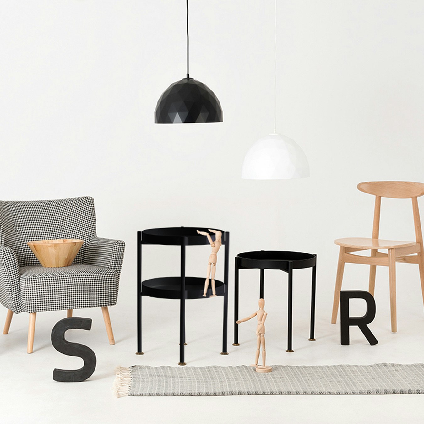 Hanna 40-2F Side Table - Black by Custom Form