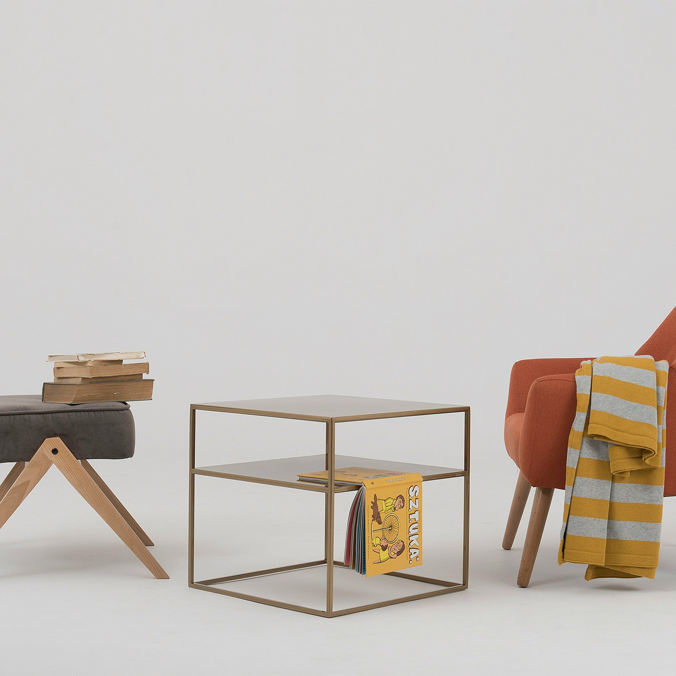 Tensio 50 2-Floor Coffee Table - Gold by Custom Form