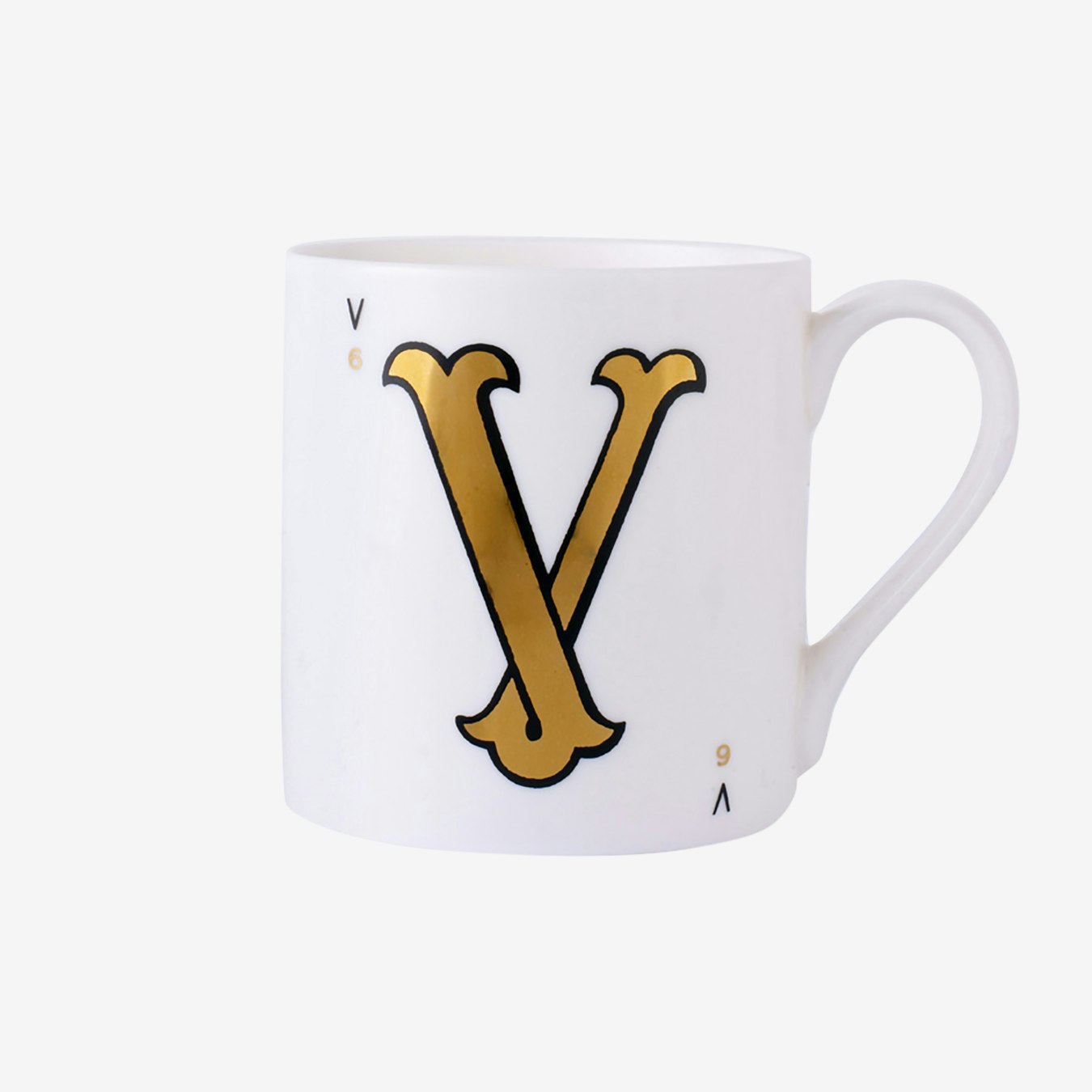 V - Monogram Mug by Vintage Playing Cards