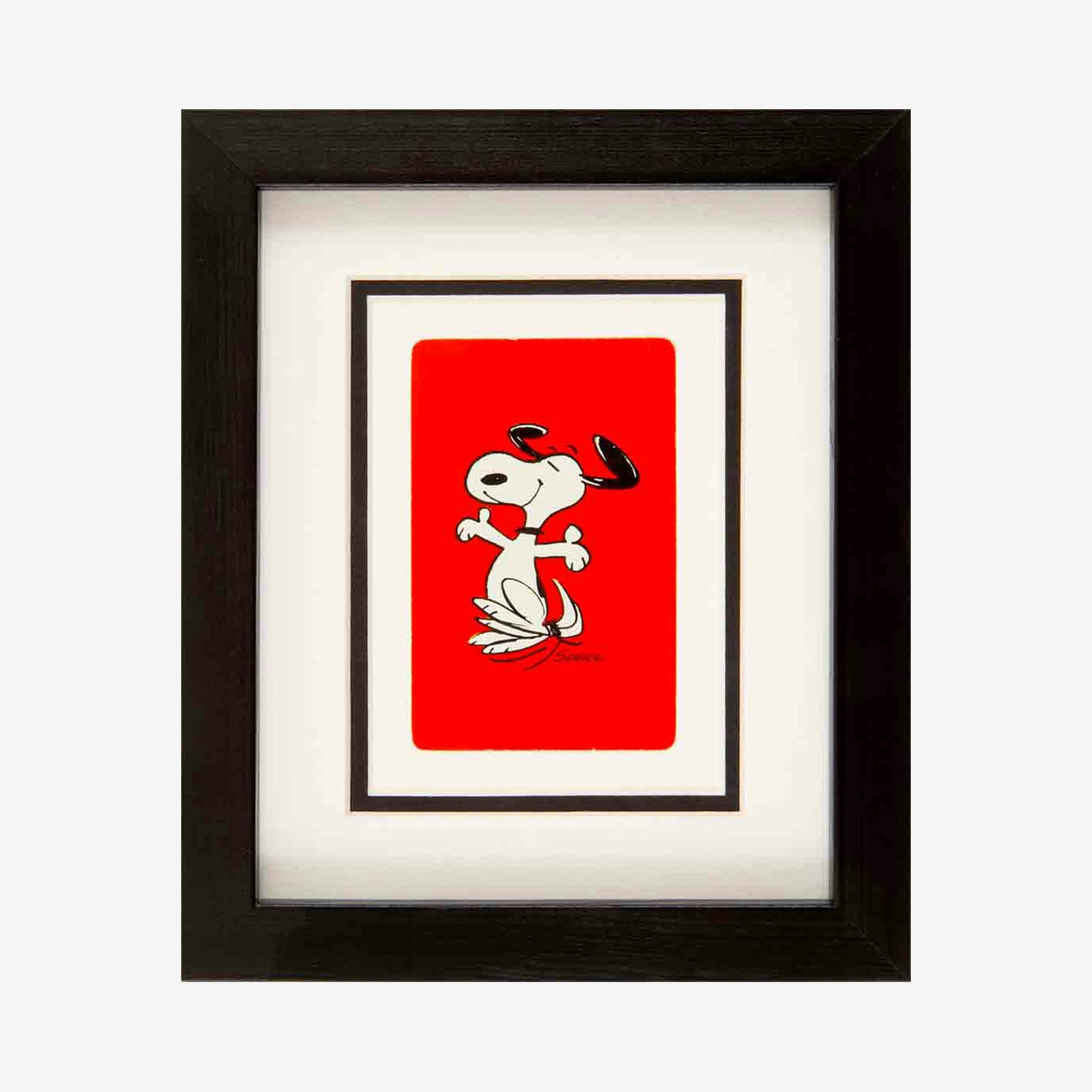 Excited Snoopy - Red - Framed Wall Art by Vintage Playing Cards