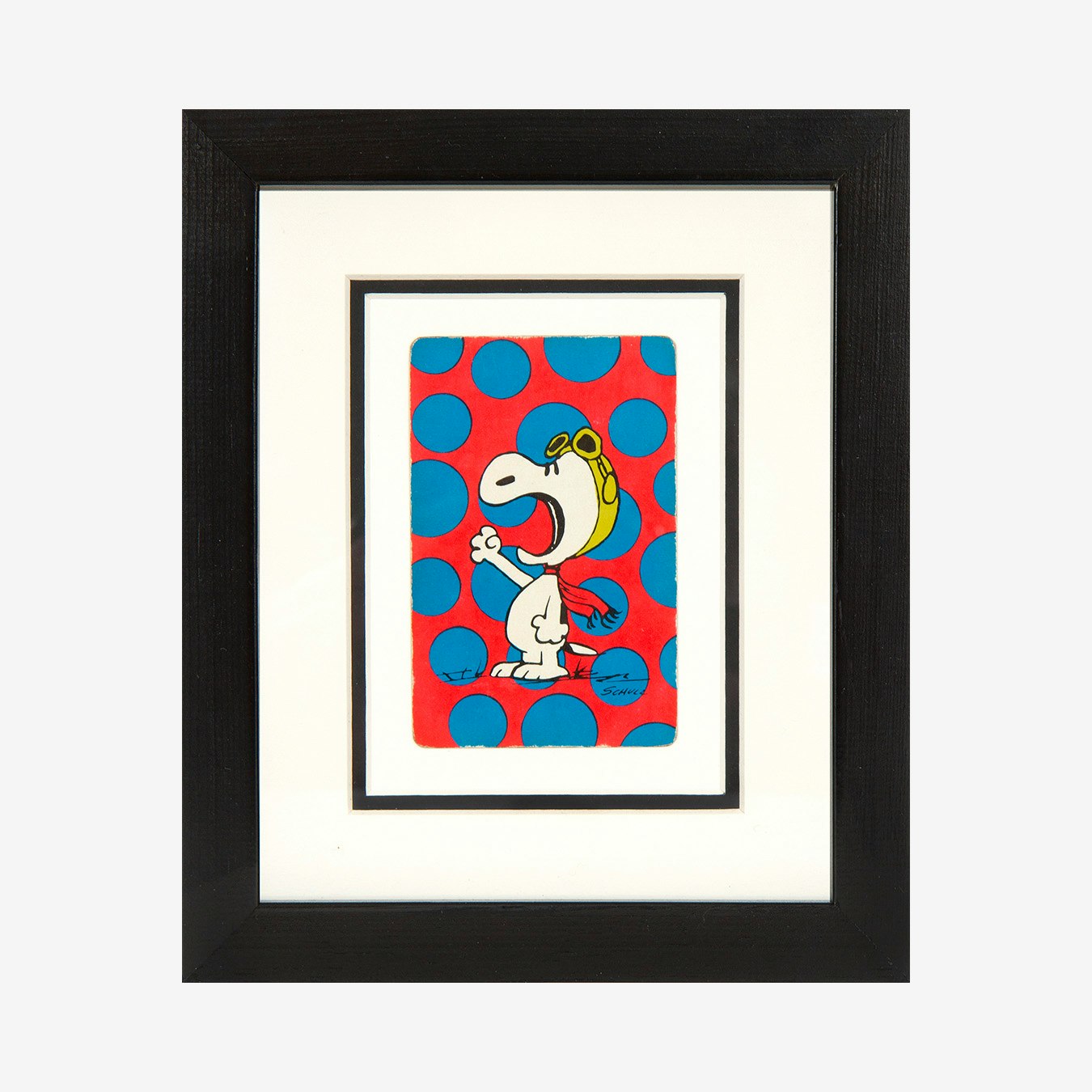 Shouting Snoopy - Blue - Framed Wall Art by Vintage Playing Cards