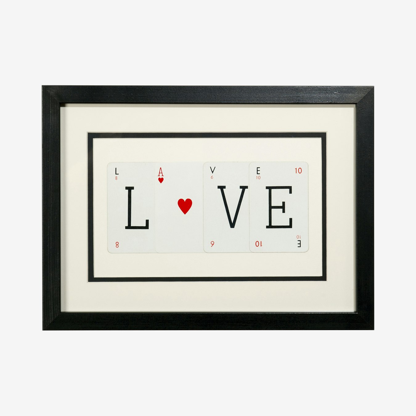 Love (With Heart) - Framed Wall Art by Vintage Playing Cards