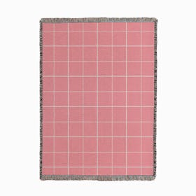 Pink Grid Woven Throw