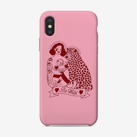 Be Wild Pin Up And Leopard Pink And Red Phone Case