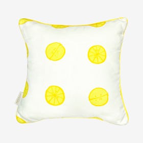 Lemon Cushion Cover - White - 100% Linen