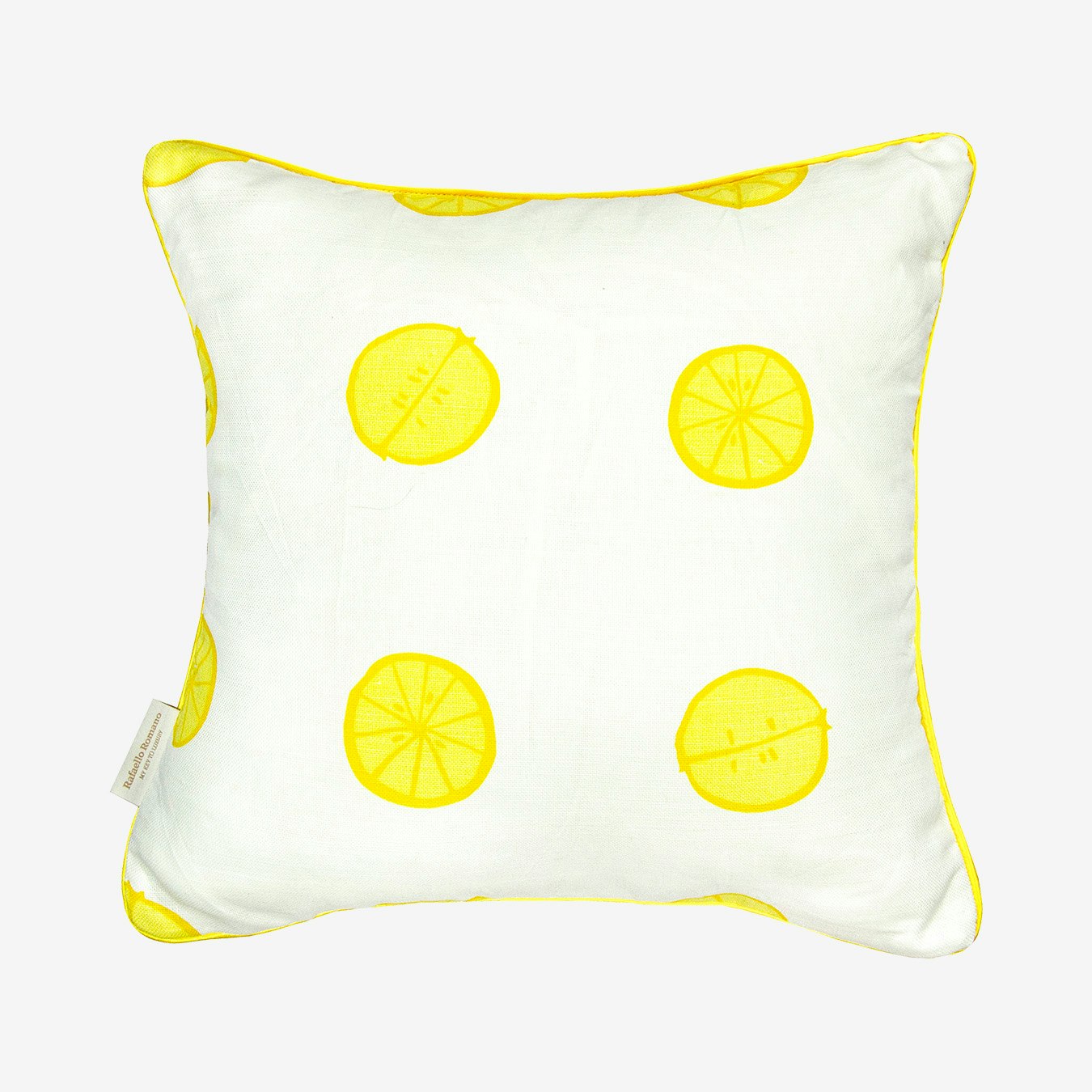 Lemon Cushion Cover - White - 100% Linen by Rafaello Romano