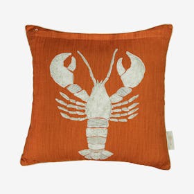 White Lobster Cushion Cover - Orange - 100% Linen