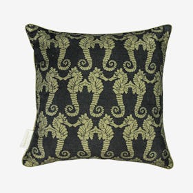 Seahorses 1 Cushion Cover - Black - 100% Linen