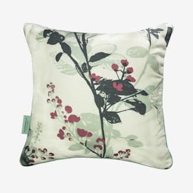 Scarlet Bloom Cushion Cover - White - 100% Linen