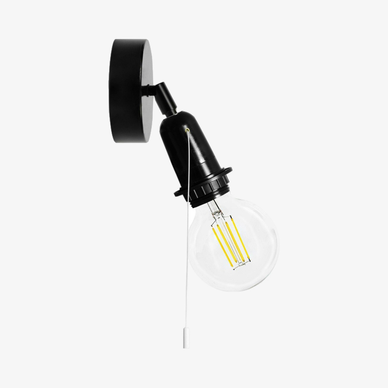 Teku Flexible Wall Light With Pull-Rope Switch - Black by Haske Lighting