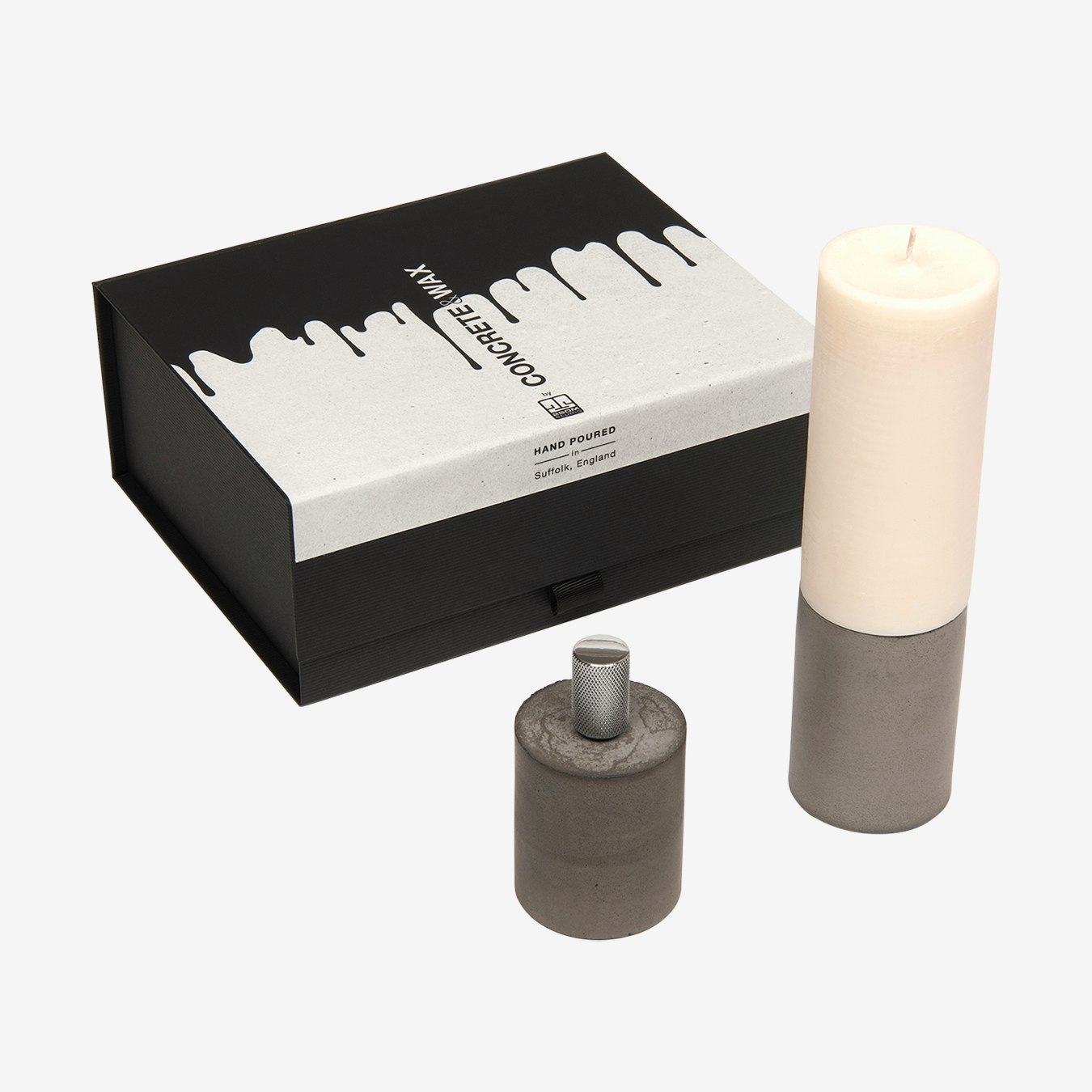 Slim Candle Set & Snuffer Gift Box - Grey by Concrete & Wax