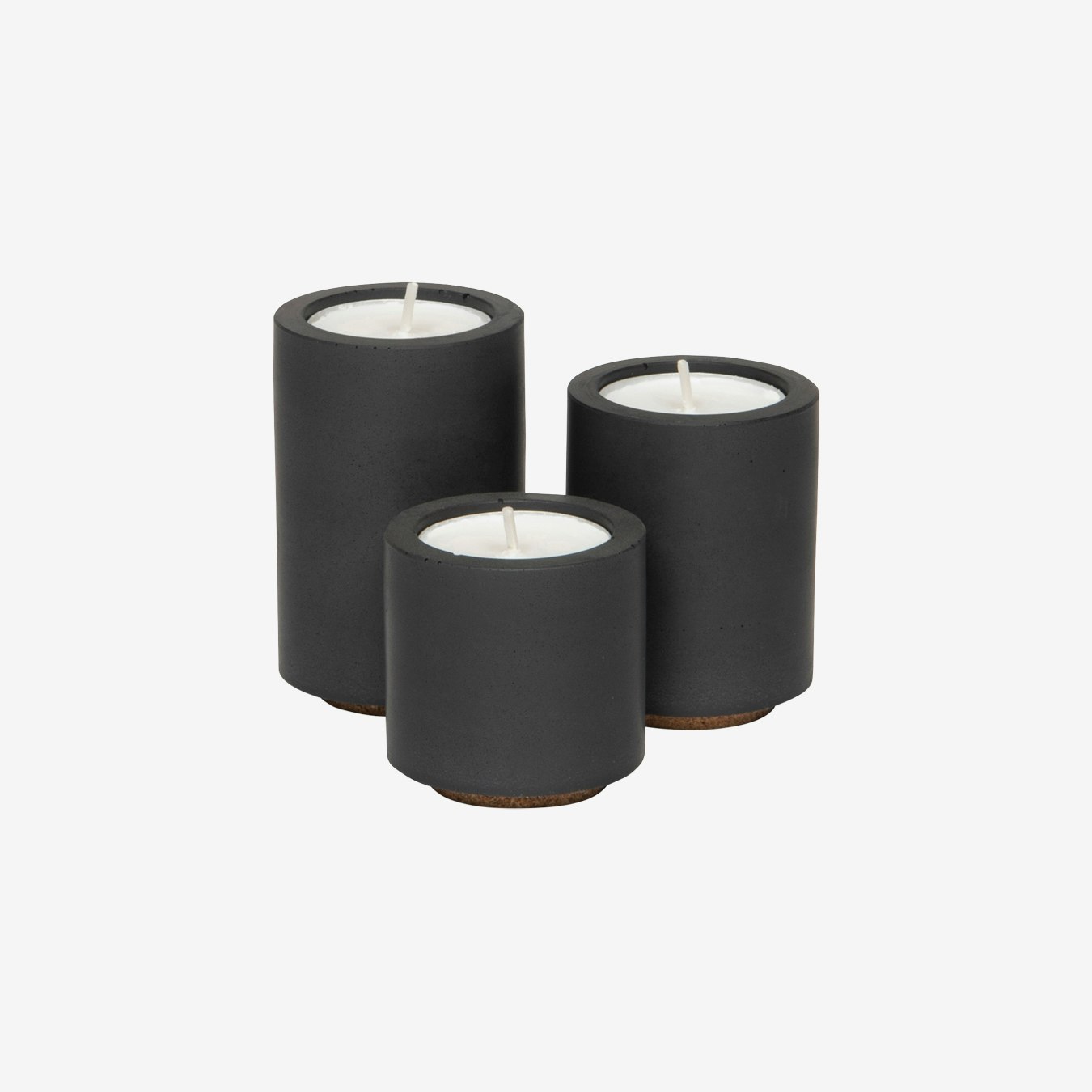 Tealight Soy Candle Trio - Black by Concrete & Wax