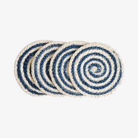 Kata Spiral Coaster Trivet - Blue - Set of 4