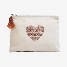 Hand Screen Printed Cotton Canvas Pouch - Love