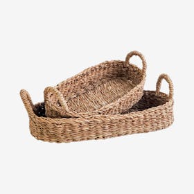 Savar Bread Basket with Natural Handle - Set of 2