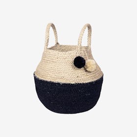 Naiya Foldable Basket Bag - Natural / Black