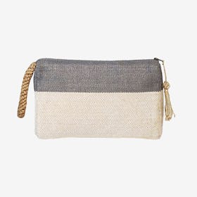 Block A Clutch - Gray / White