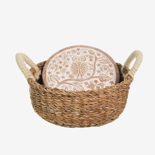 Bread Warmer and Round Basket - Owl - Natural