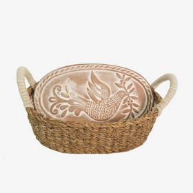 Bread Warmer and Oval Basket - Bird - Natural