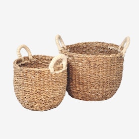 Savar Basket with White Handle - Set of 2
