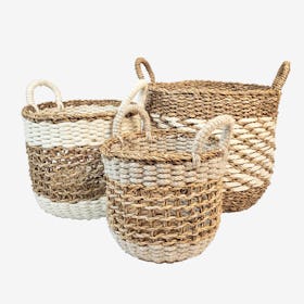Ula Mesh Baskets - Natural / White - Set of 3