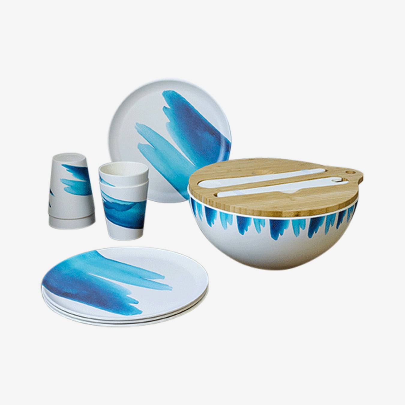 Blue Wave Tableware Set - Set of 9 by Emilie O'Connor Homestore