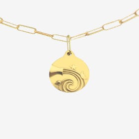 Aquarius Zodiac Medallion Necklace - Gold