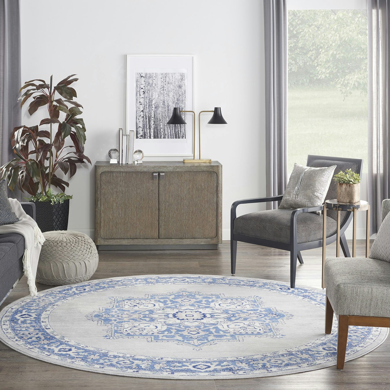 Whimsicle Round Rug Blue / Grey by Nourison Fy