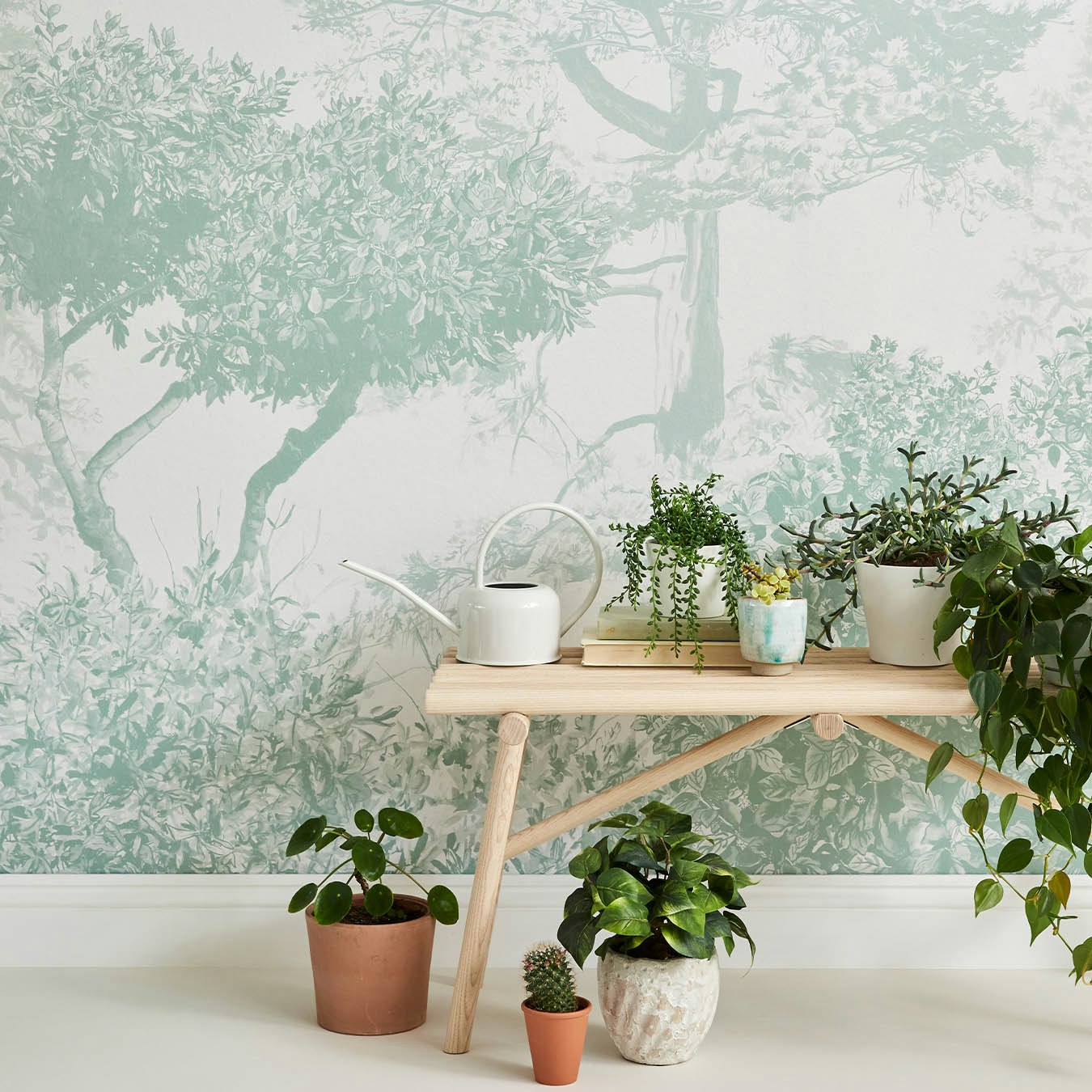 Classic Hua Trees Mural Wallpaper - Green by Sian Zeng