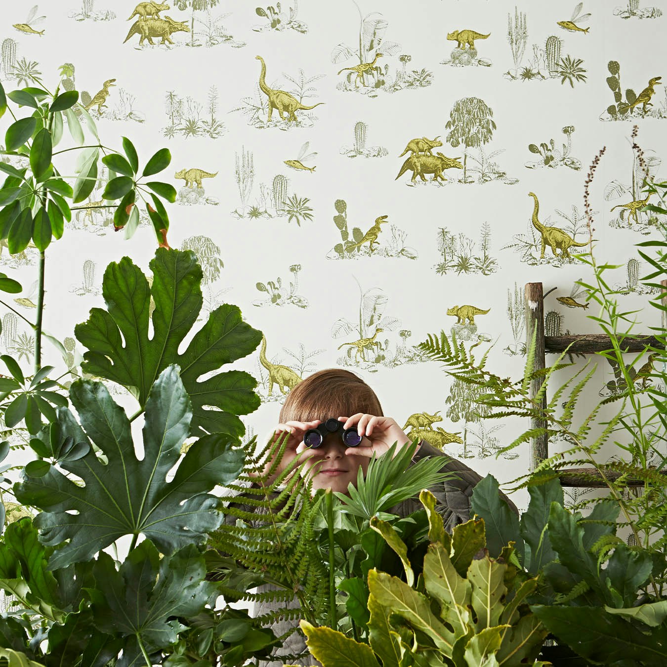 Classic Dino Wallpaper - Yellow / Green by Sian Zeng