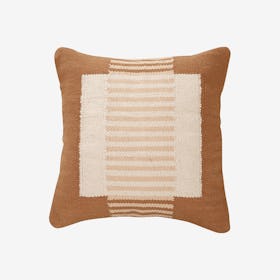 Earth Stripe Handcrafted Accent Pillow Cover - Rust