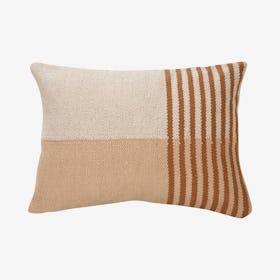 Earth Stripe Handcrafted Lumbar Pillow Cover - Rust