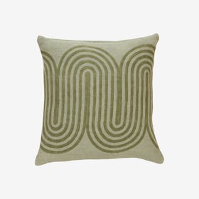 Block Printed Waves Throw Pillow Cover - Winter Sage
