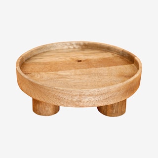 Handmade Mango Wood Pedestal Platter - Fruit Stand